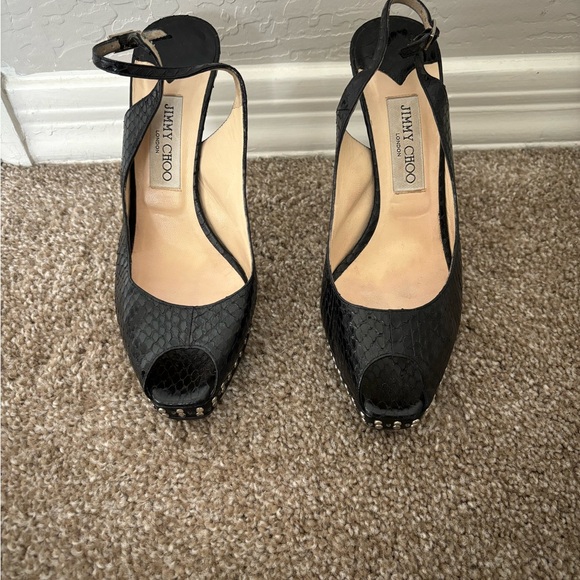 Jimmy Choo Black Embossed Python - Picture 3 of 10